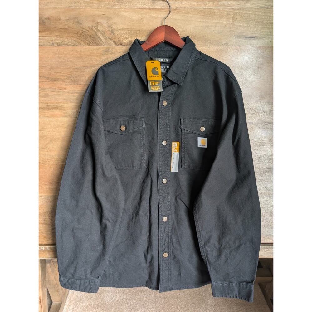 NWT Carhartt Montana Shirt Jacket Men XL Black Rugged Flex Loose Fit Heavyweight
